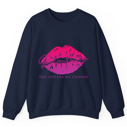Galentines the Sisters We Choose galentine's day Sweatshirt Navy product mockup