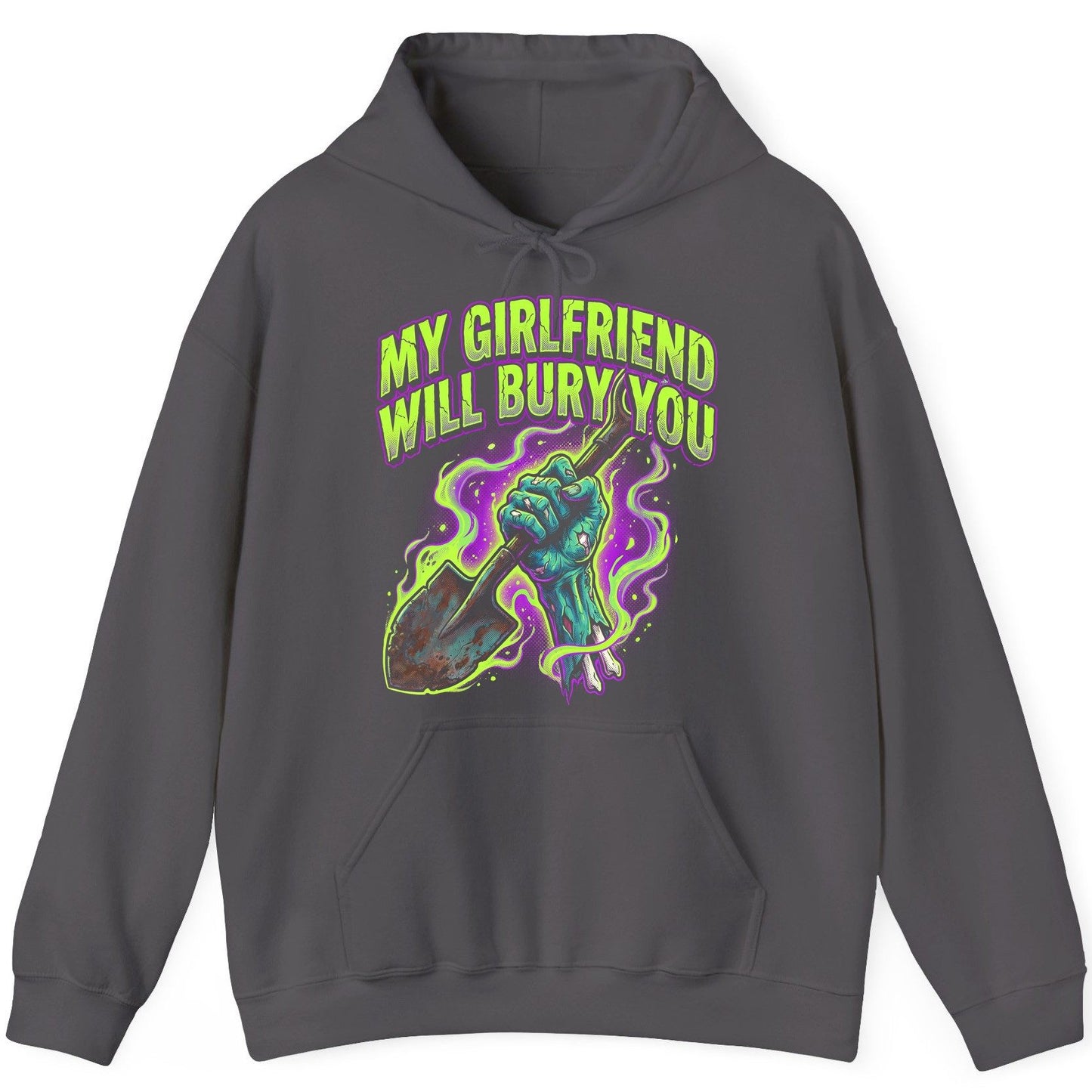 My Girlfriend Will Bury You zombie Hoodie Charcoal product mockup