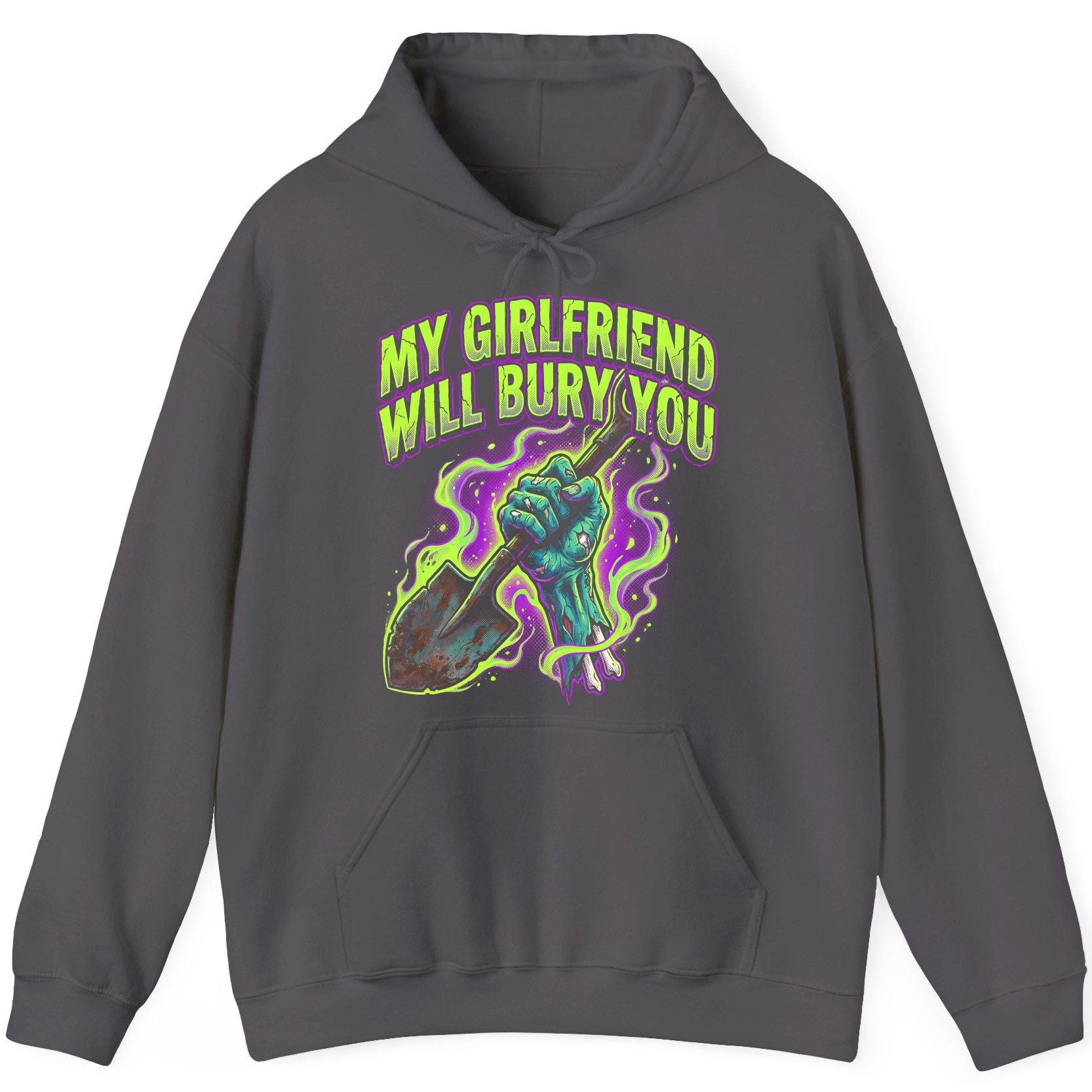 My Girlfriend Will Bury You zombie Hoodie Charcoal product mockup