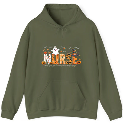 Nurse Halloween Hoodie Military Green product mockup