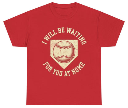 I Will Be Waiting for You at Home baseball Youth T-Shirt Red product mockup