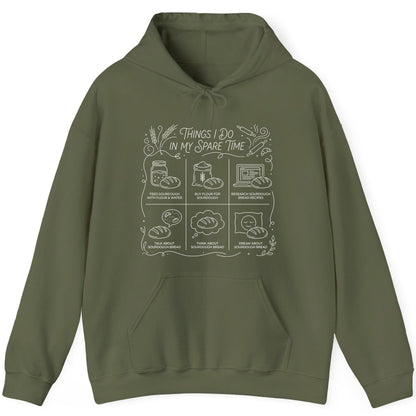 Things I Do in My Spare Time sourdough baking Hoodie Military Green product mockup