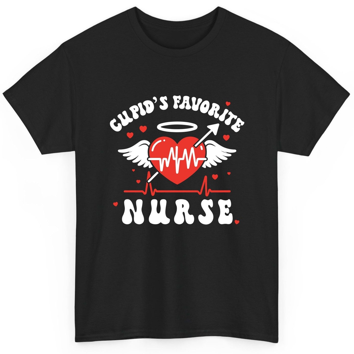 Cupid's Favorite Nurse nursing T-Shirt Black product mockup