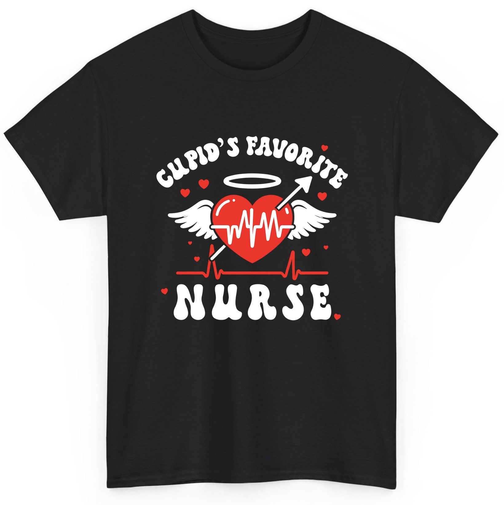 Cupid's Favorite Nurse nursing T-Shirt Black product mockup