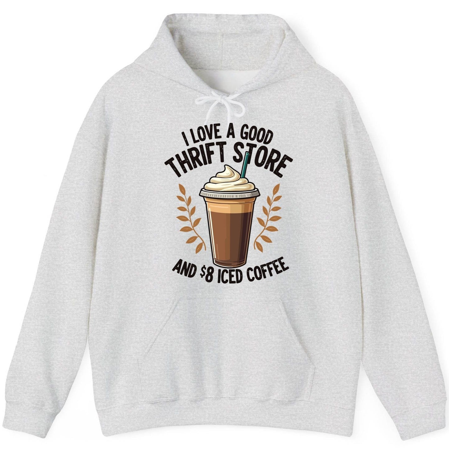 I Love a Good Thrift Store and 8 Iced Coffee coffee and thrifting Hoodie Ash product mockup