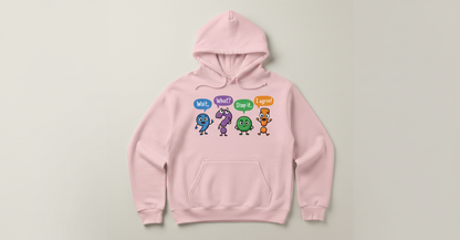 Funny Punctuation Marks Cartoon Characters Hoodie - Light Pink