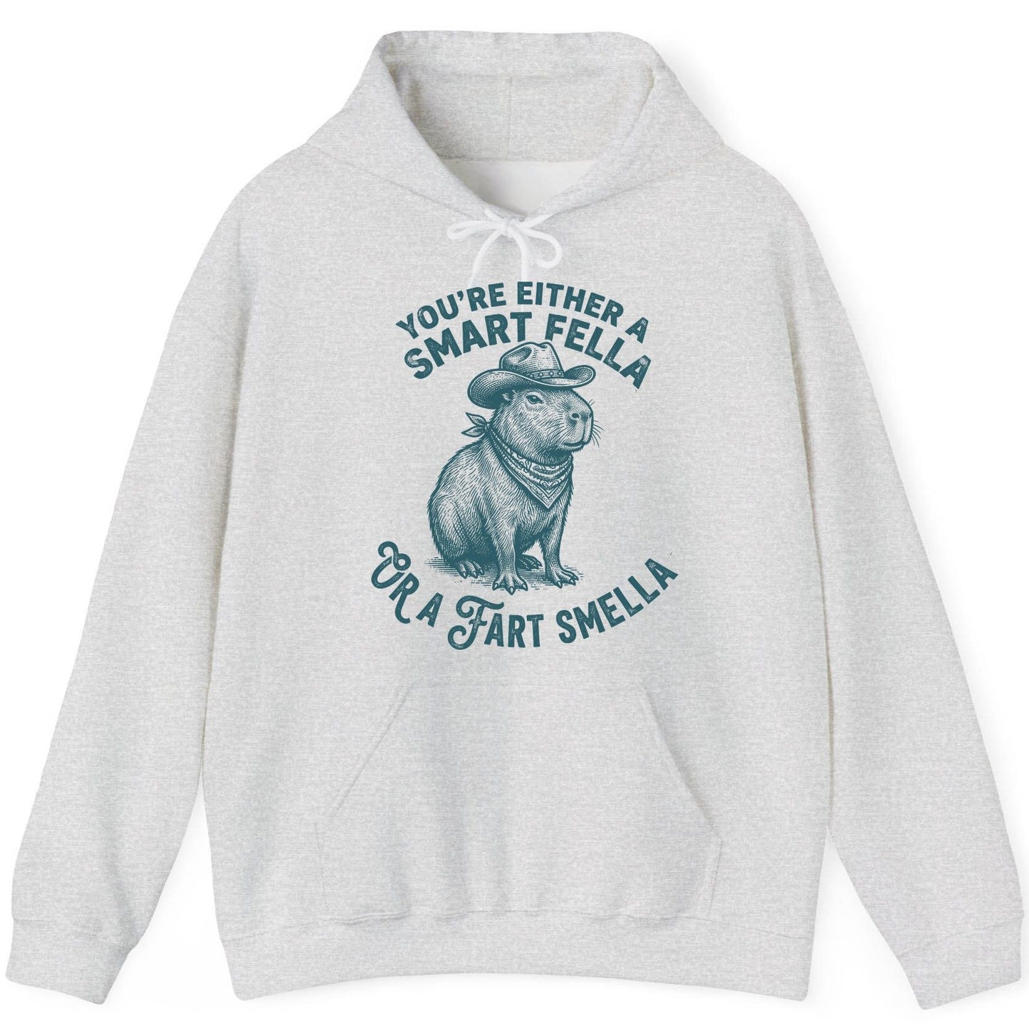 You're Either a Smart Fella or a Fart Smella capybara Hoodie Ash product mockup