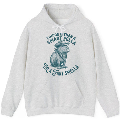 You're Either a Smart Fella or a Fart Smella capybara Hoodie Ash product mockup