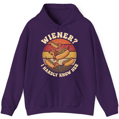 Wiener I Hardly Know Her dachshund Hoodie Purple product mockup