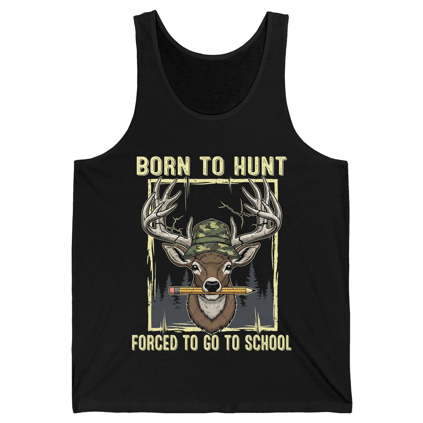 Born to Hunt Forced to Go to School hunting Tank Top Black product mockup