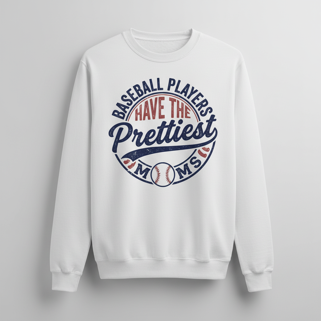 Baseball Players Have The Prettiest Moms Funny Sports Mom Design Sweatshirt - White
