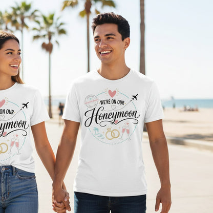 Our Greatest Journey Honeymoon Newlyweds T-Shirt - lifestyle model mockup - White