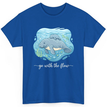 Go with the Flow Manatee T-Shirt - product mockup - Royal