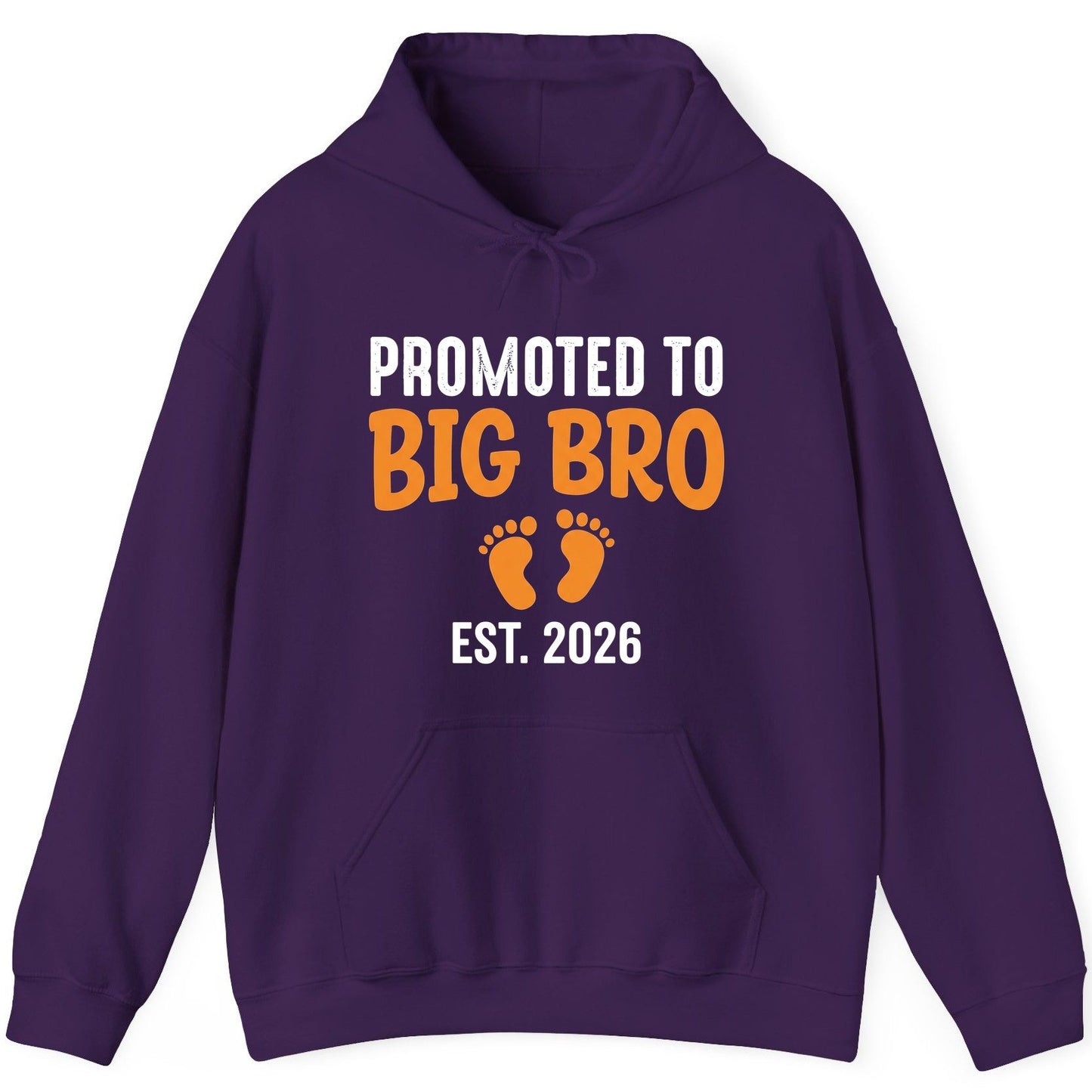 Promoted TO BIG BRO EST 2026 Pregnancy Announcement Hoodie - product mockup - Purple