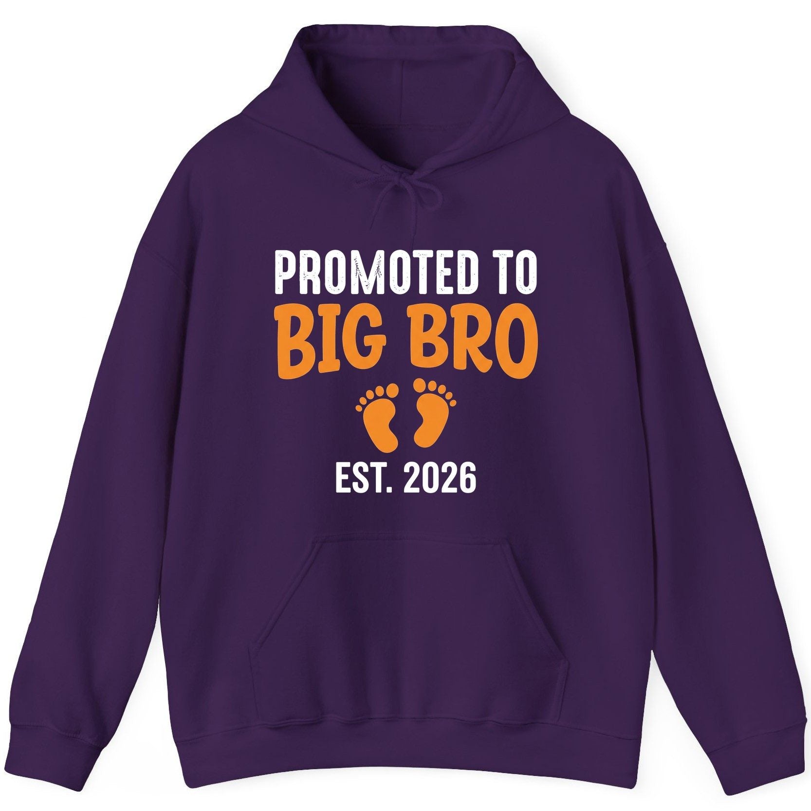 Promoted TO BIG BRO EST 2026 Pregnancy Announcement Hoodie - product mockup - Purple