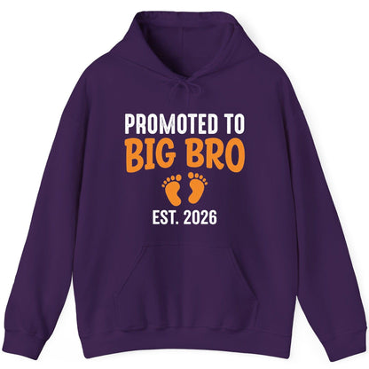 Promoted TO BIG BRO EST 2026 Pregnancy Announcement Hoodie - product mockup - Purple
