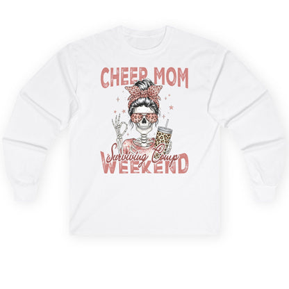 Cheer Mom Surviving Comp Weekend cheer mom Long Sleeve Tee White product mockup