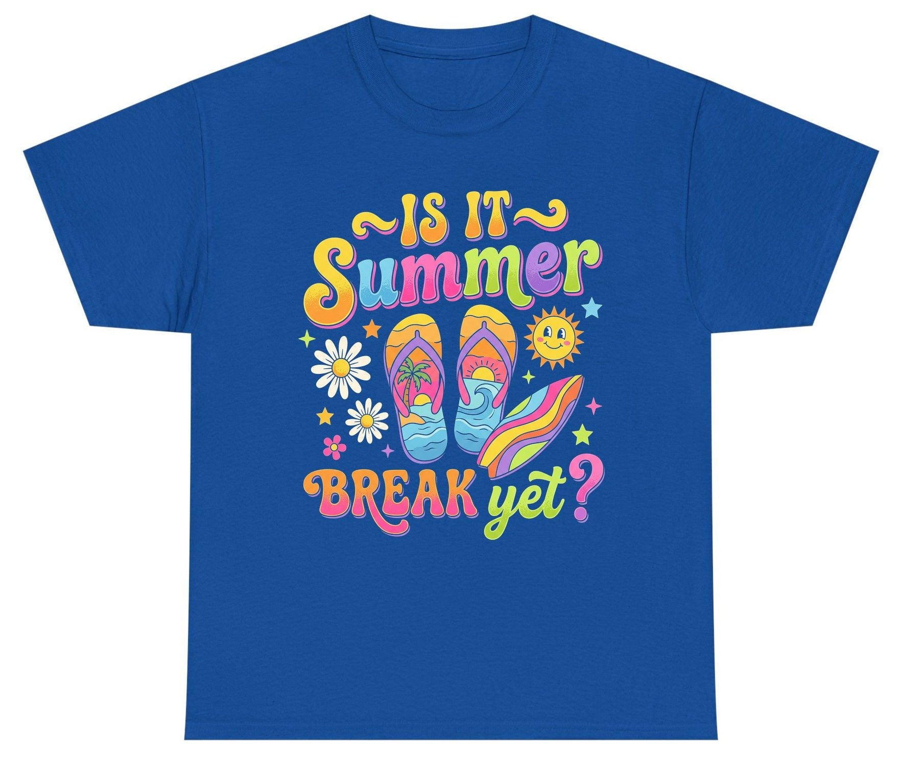 Is It Summer Break Yet Retro Vacation Youth T-Shirt - product mockup - Royal