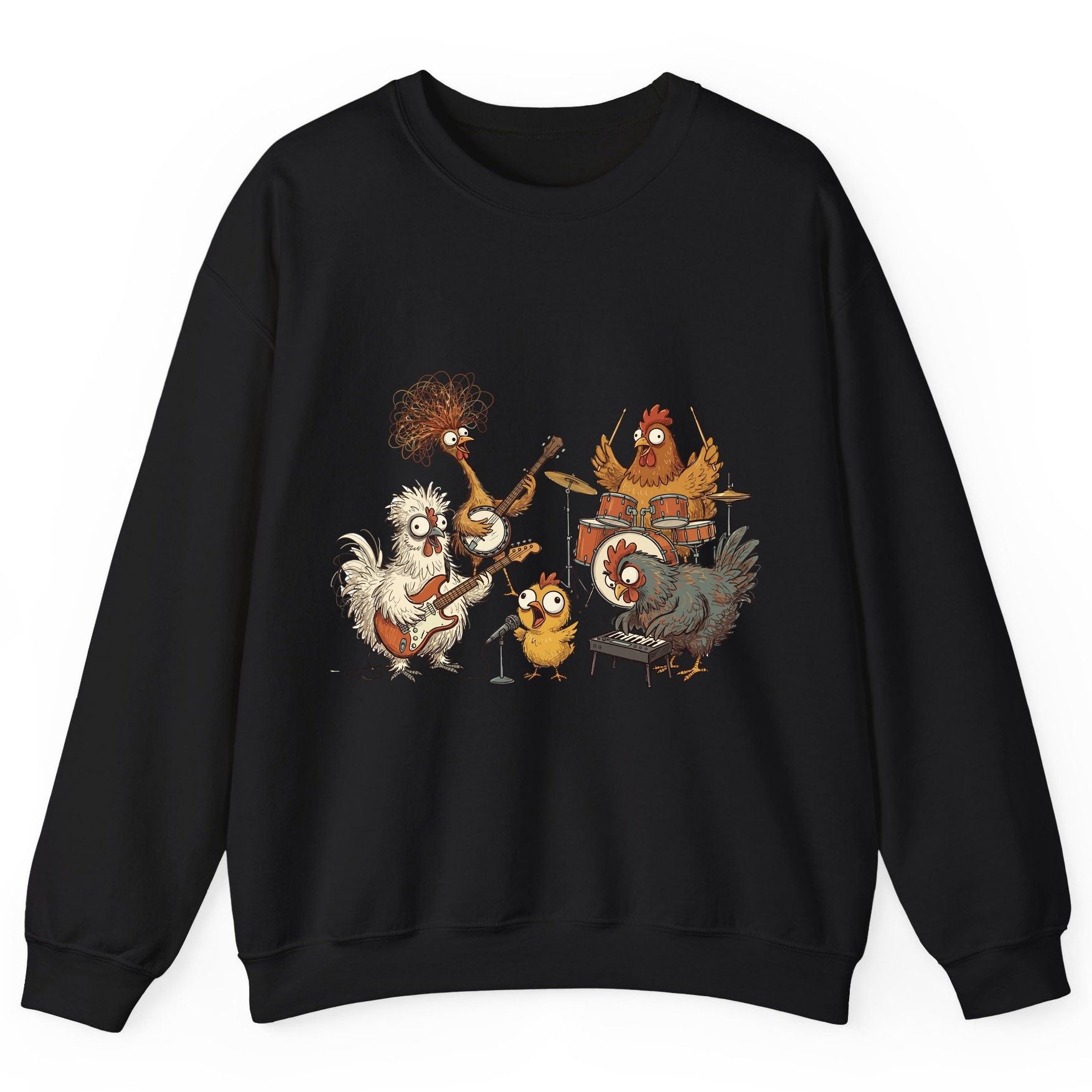 Chicken Rock Band chicken rock band Sweatshirt Black product mockup