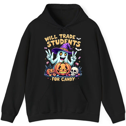 Will Trade Students for Candy teacher humor Hoodie Black product mockup