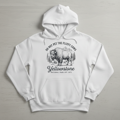 Do Not Pet The Fluffy Cows Yellowstone Bison Vintage Design Hoodie - White