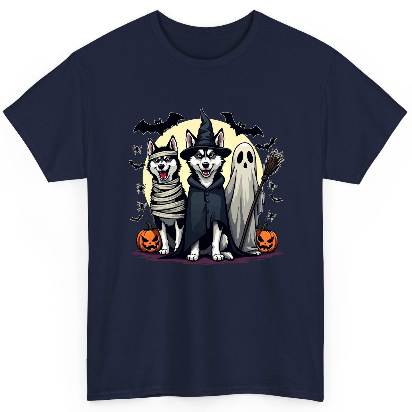 Halloween Huskies in Costumes Halloween huskies T-Shirt Navy product mockup
