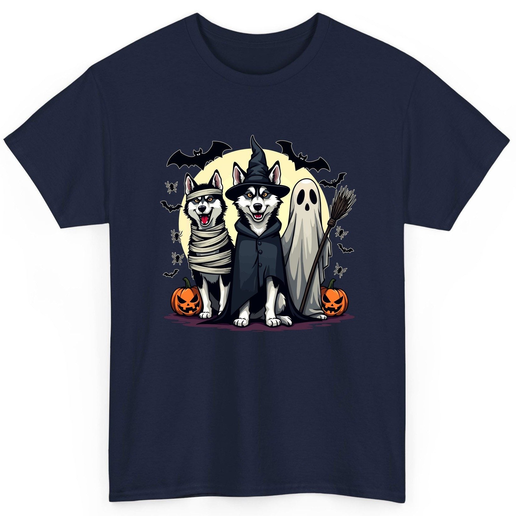 Halloween Huskies in Costumes Halloween huskies T-Shirt Navy product mockup