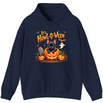 It's Howl-O-Ween french bulldog Hoodie Navy product mockup