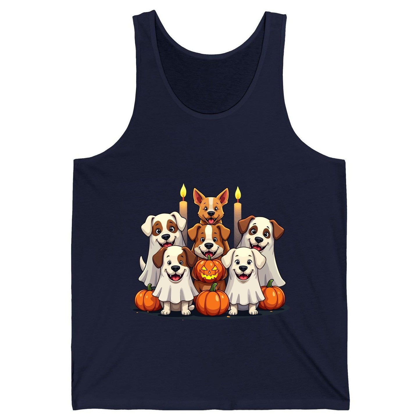 Cute Ghost Dogs Halloween Halloween dogs Tank Top Navy product mockup