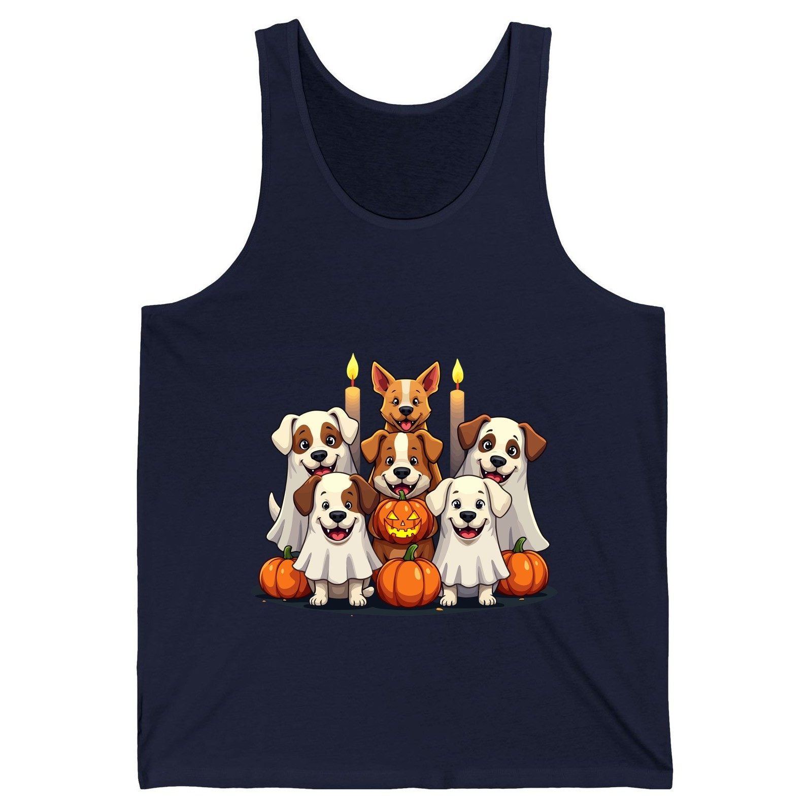 Cute Ghost Dogs Halloween Halloween dogs Tank Top Navy product mockup