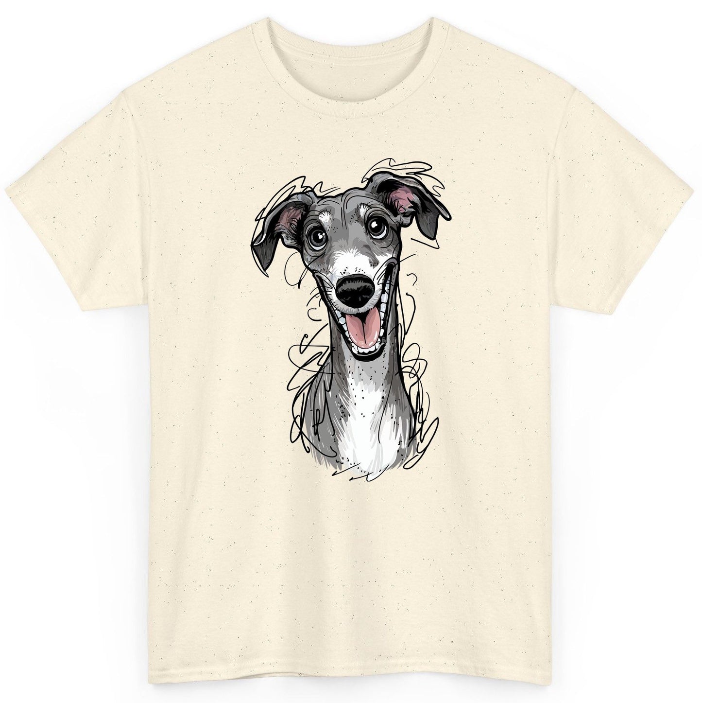 Smiling Greyhound Caricature greyhound T-Shirt Natural product mockup