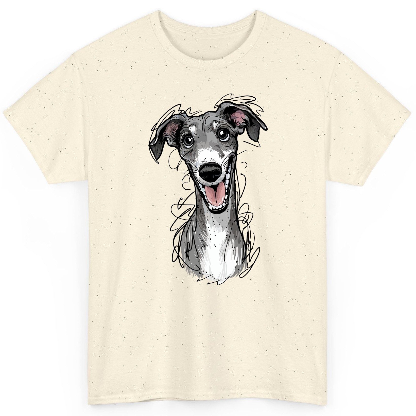 Smiling Greyhound Caricature greyhound T-Shirt Natural product mockup