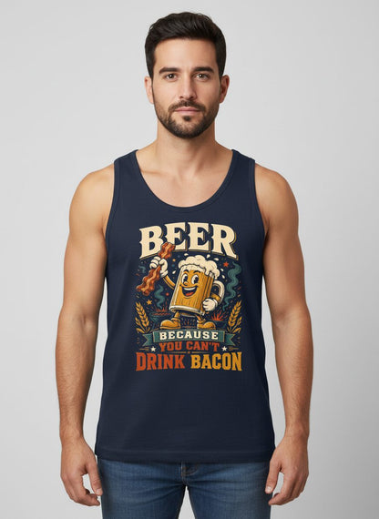 Cant Drink Bacon Beer Funny And Tank Top - product mockup - Navy