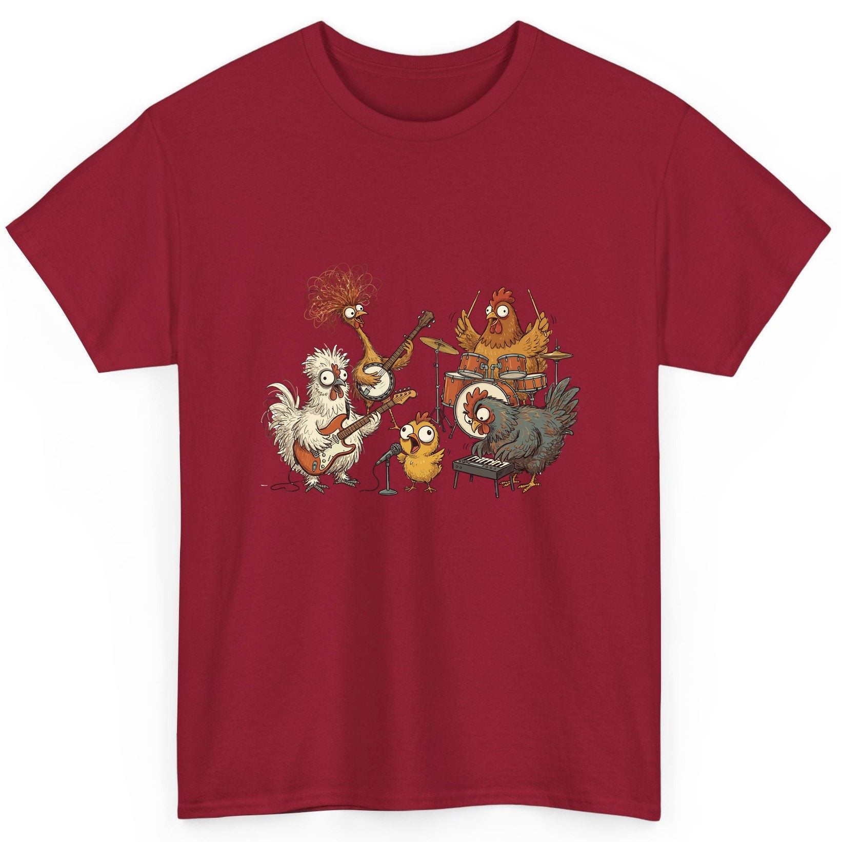 Chicken Rock Band chicken rock band T-Shirt Cardinal Red product mockup