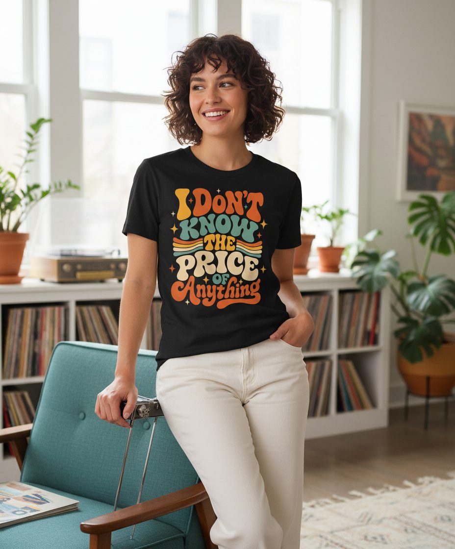 I DON'T KNOW THE PRICE OF Anything T-Shirt - lifestyle model mockup - Black