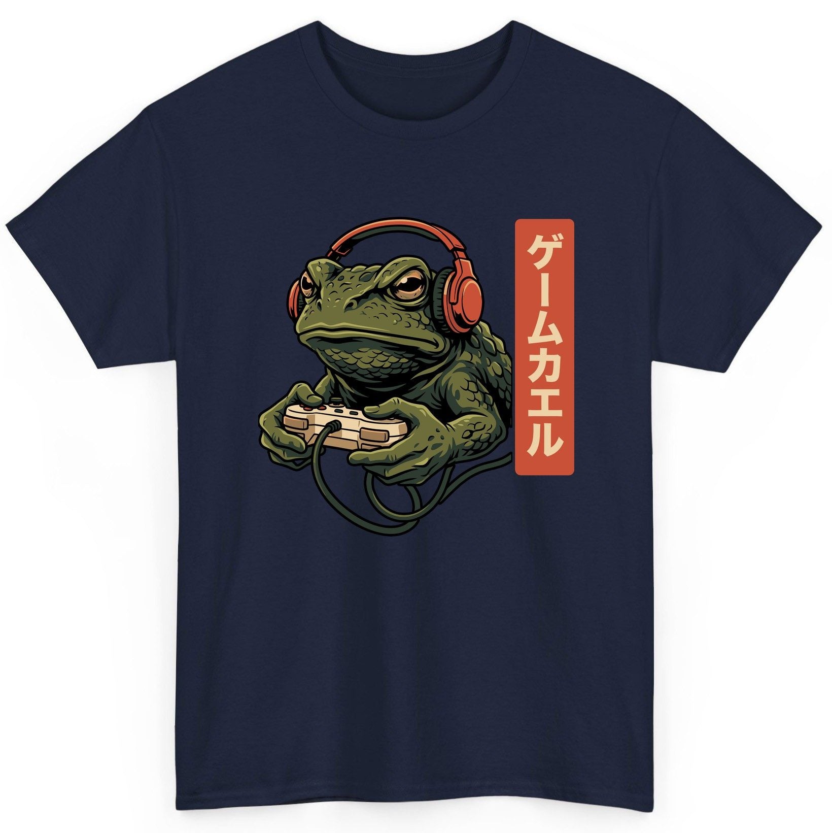 ゲームカエル gaming toad T-Shirt Navy product mockup