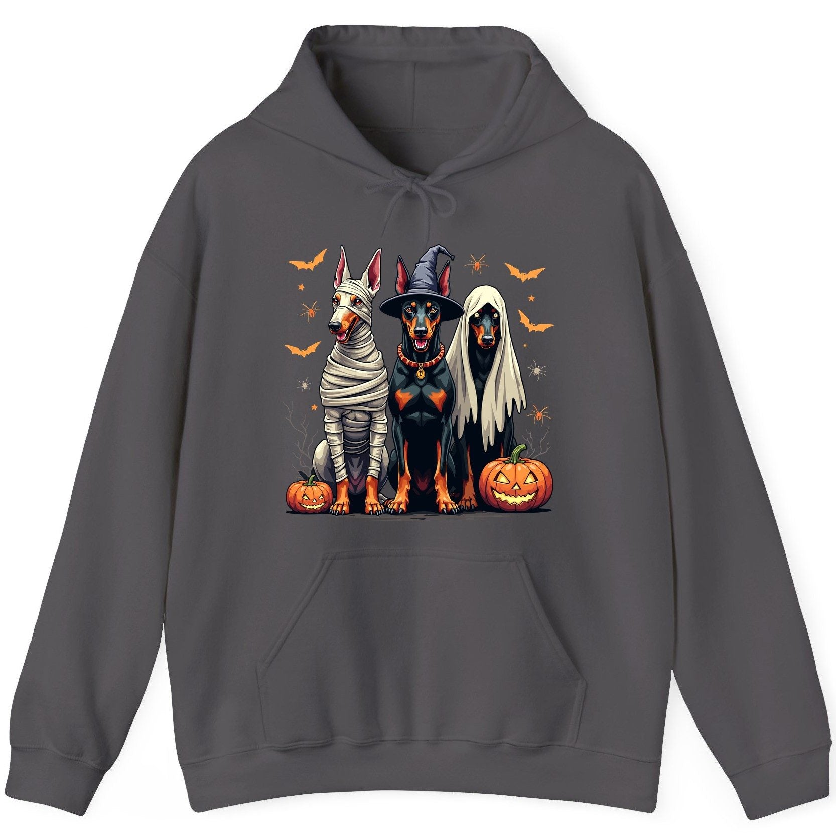 Halloween Doberman Trio doberman pinscher Hoodie Charcoal product mockup