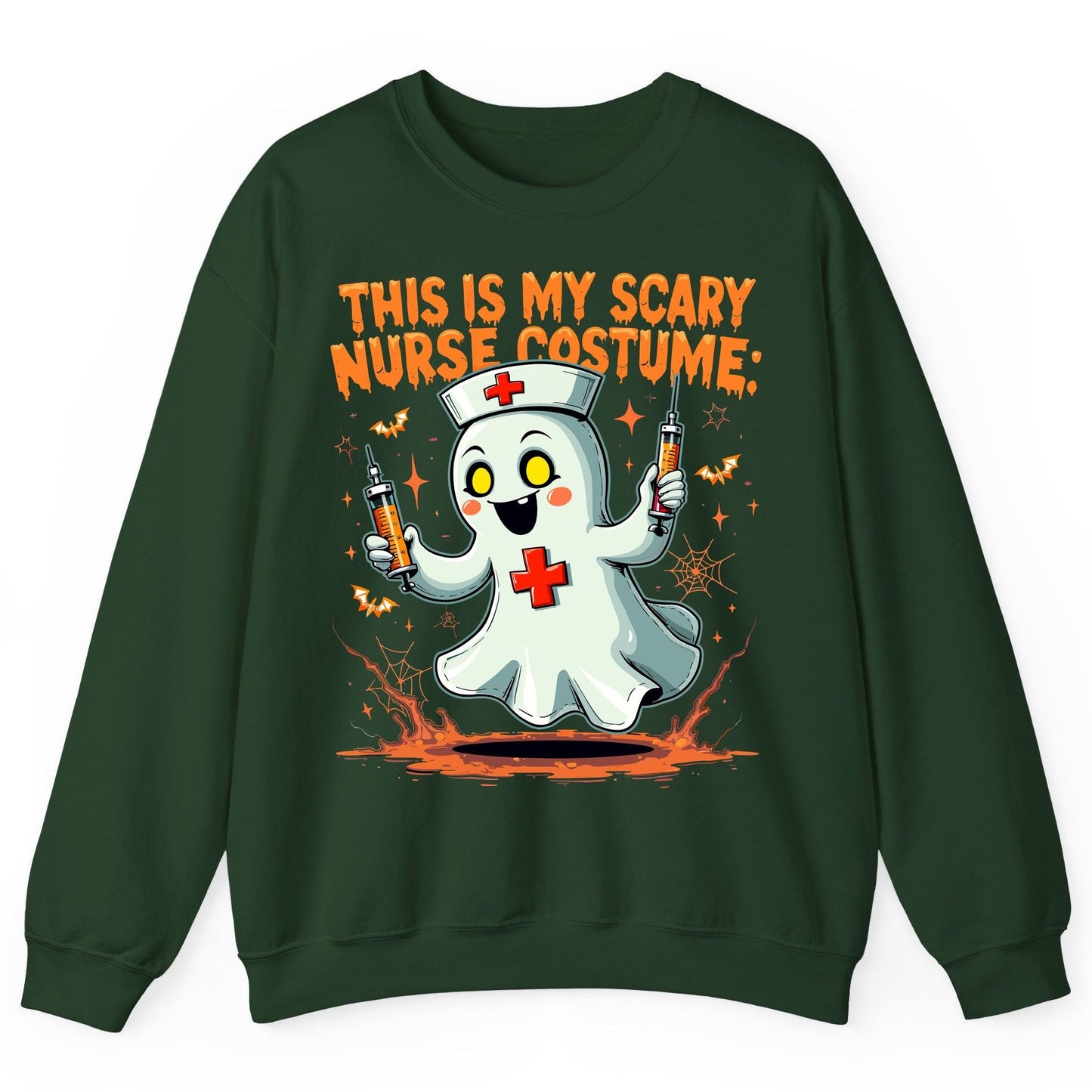 This Is My Scary Nurse Costume ghost nurse Sweatshirt Forest Green product mockup