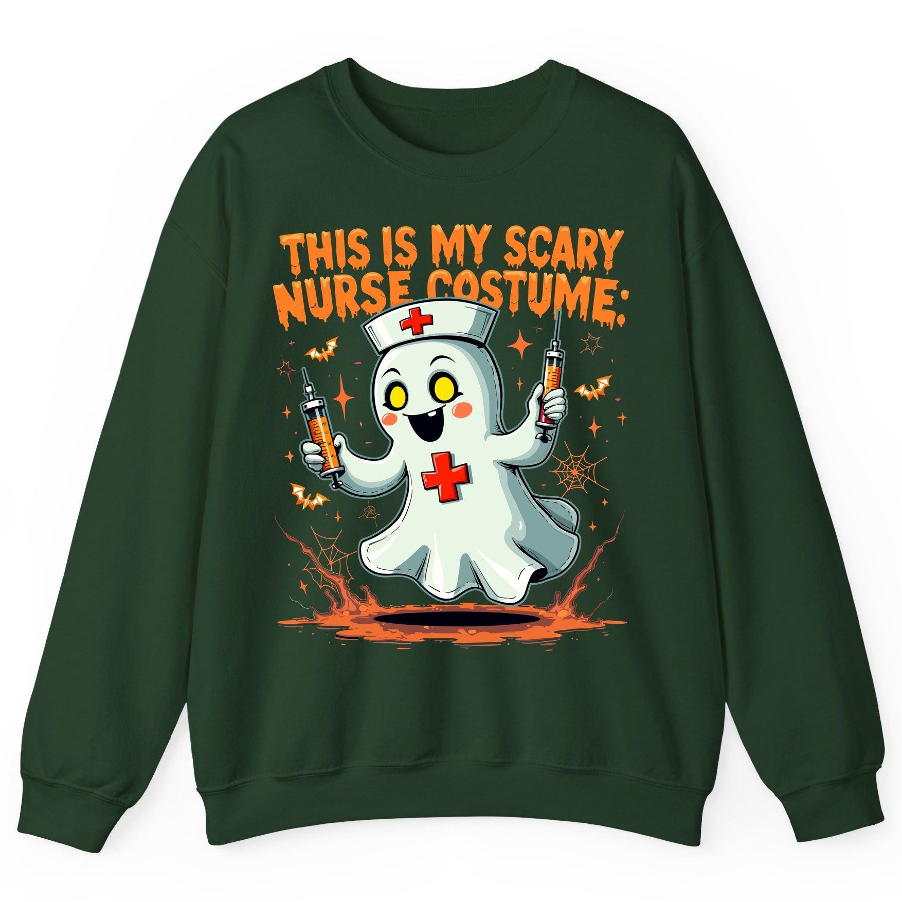 This Is My Scary Nurse Costume ghost nurse Sweatshirt Forest Green product mockup