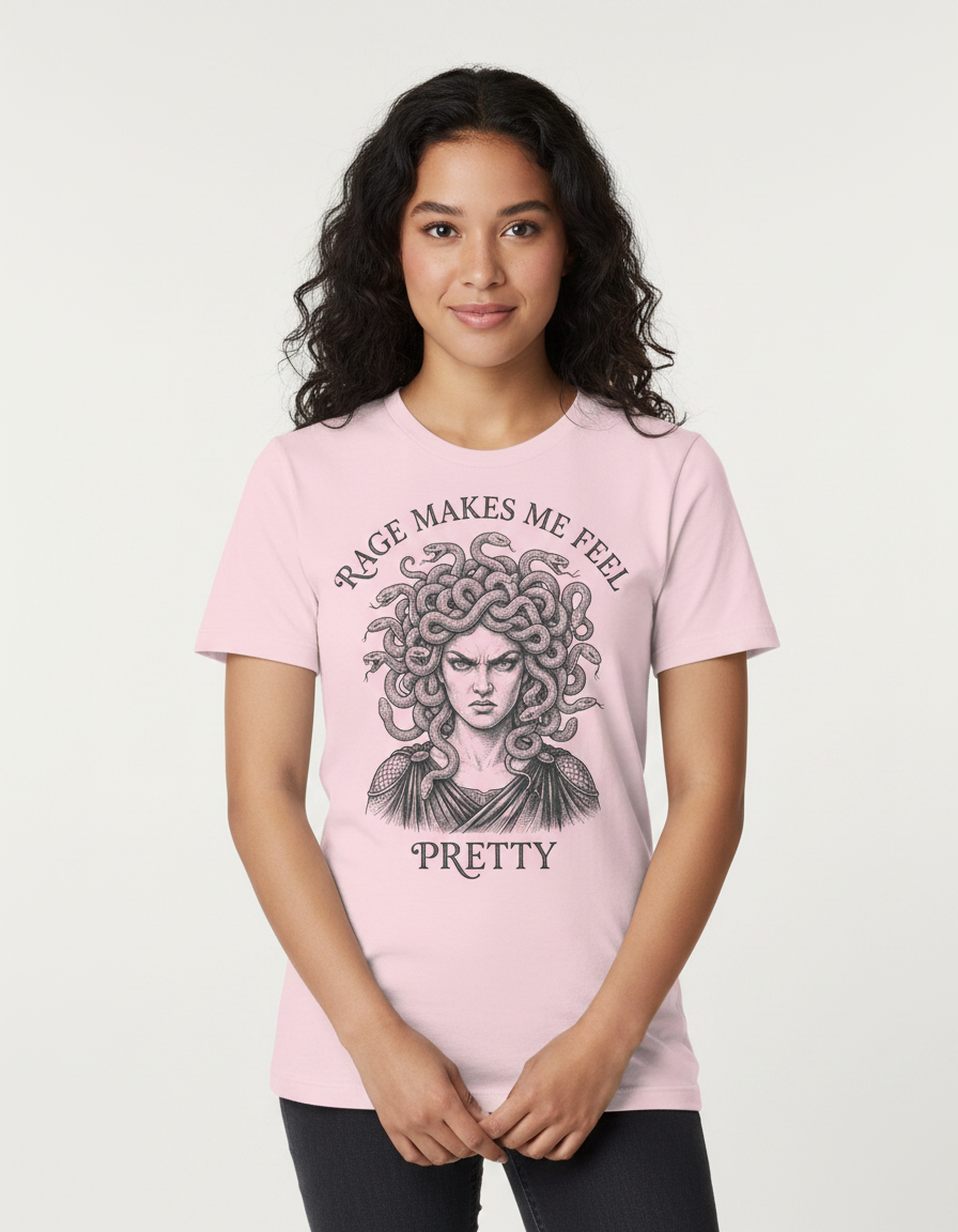 Medusa Rage Makes Me Feel Pretty Greek Mythology T-Shirt - Light Pink