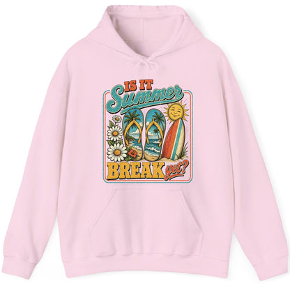 Is It Summer Break Yet Retro Vacation Hoodie - product mockup - Light Pink