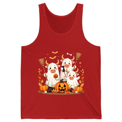 Cute Ghost Cows Halloween cows Tank Top Red product mockup