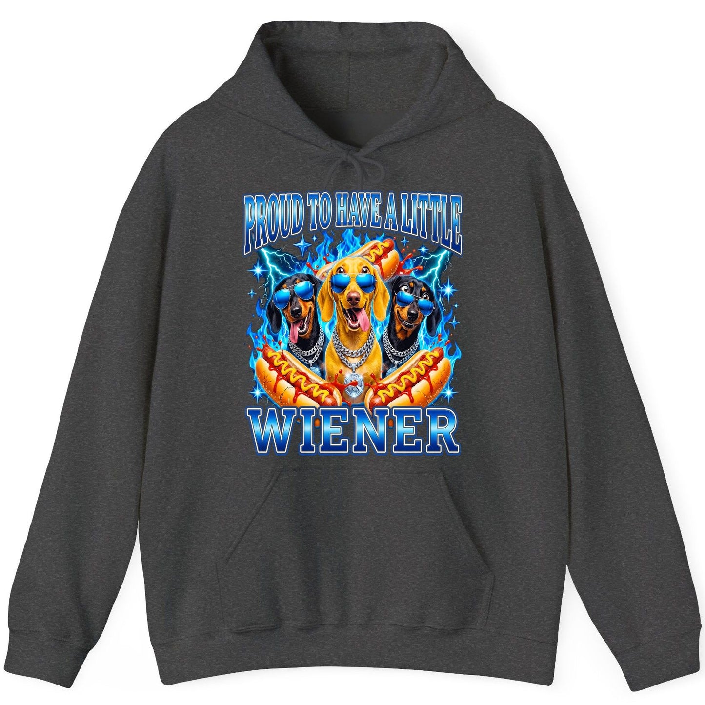 Proud to Have a Little Wiener dachshund dogs Hoodie Dark Heather product mockup