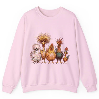 Funny Scribble Art Chickens chickens Sweatshirt Light Pink product mockup