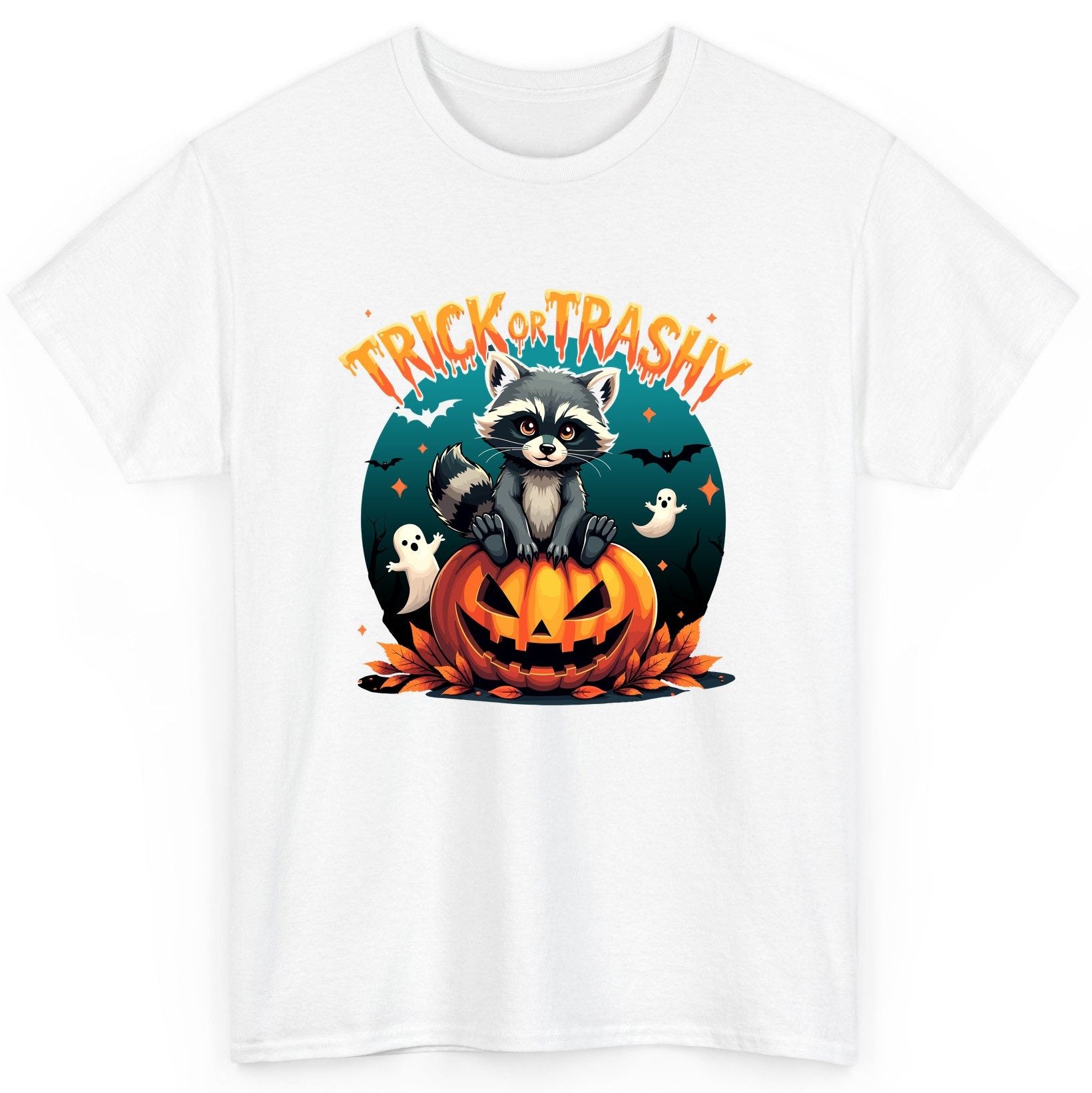 Trick or Trashy Halloween raccoon T-Shirt White product mockup