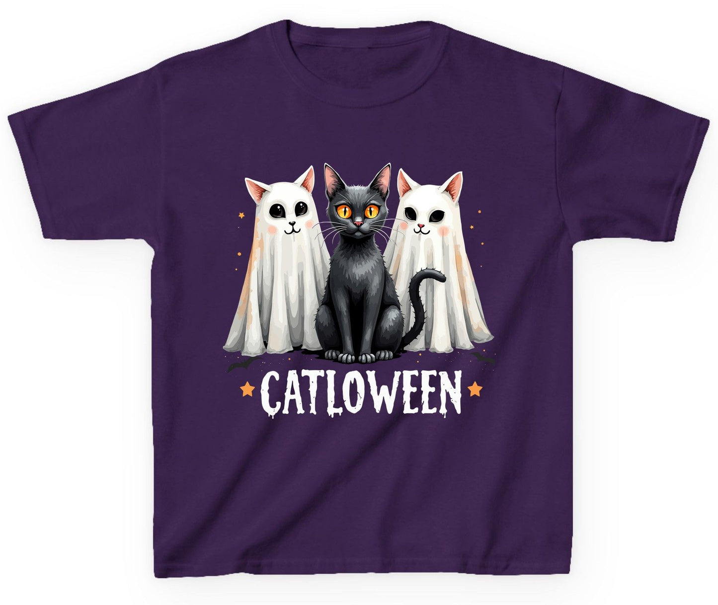 Catloween Halloween cats Youth T-Shirt Purple product mockup