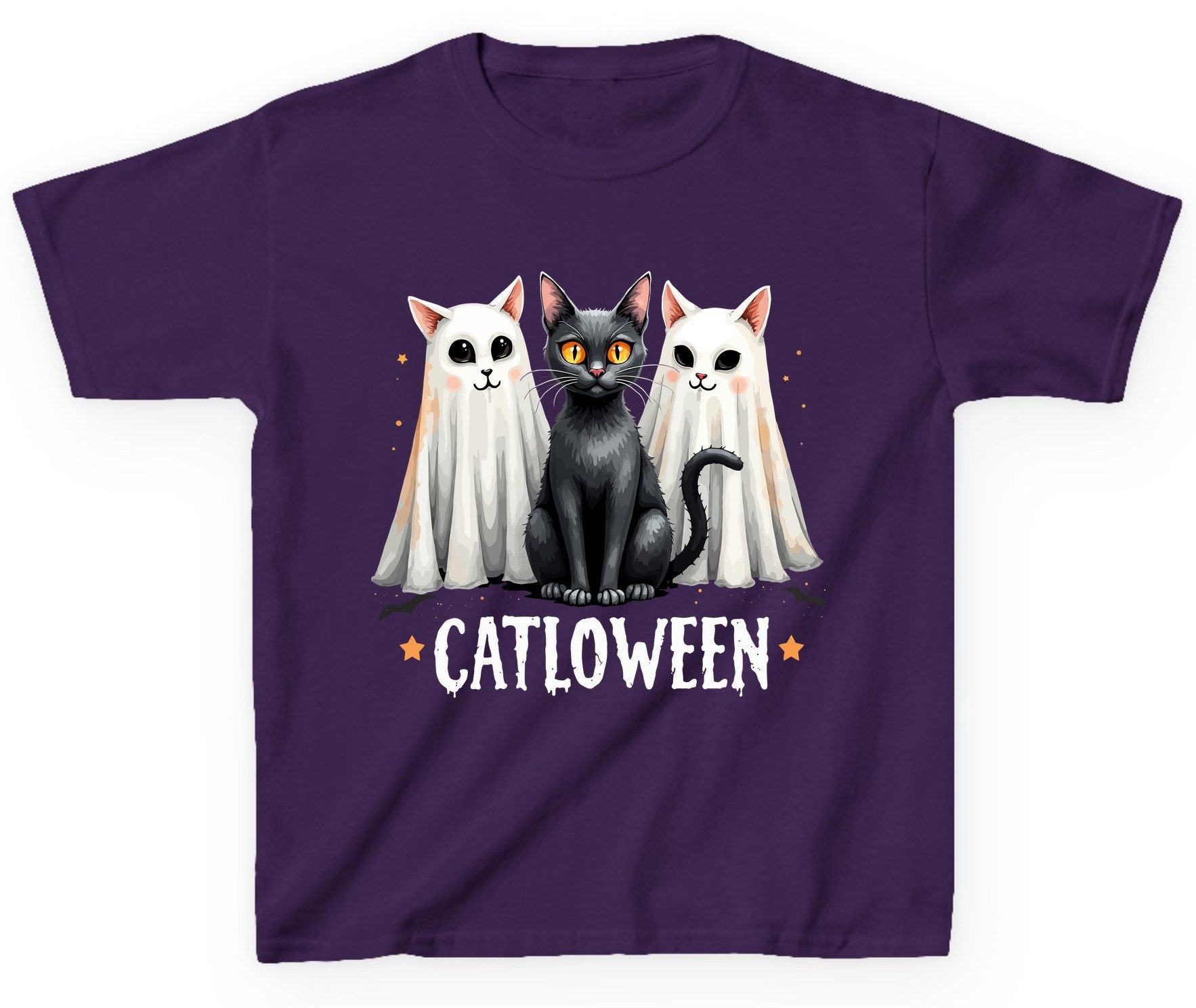 Catloween Halloween cats Youth T-Shirt Purple product mockup