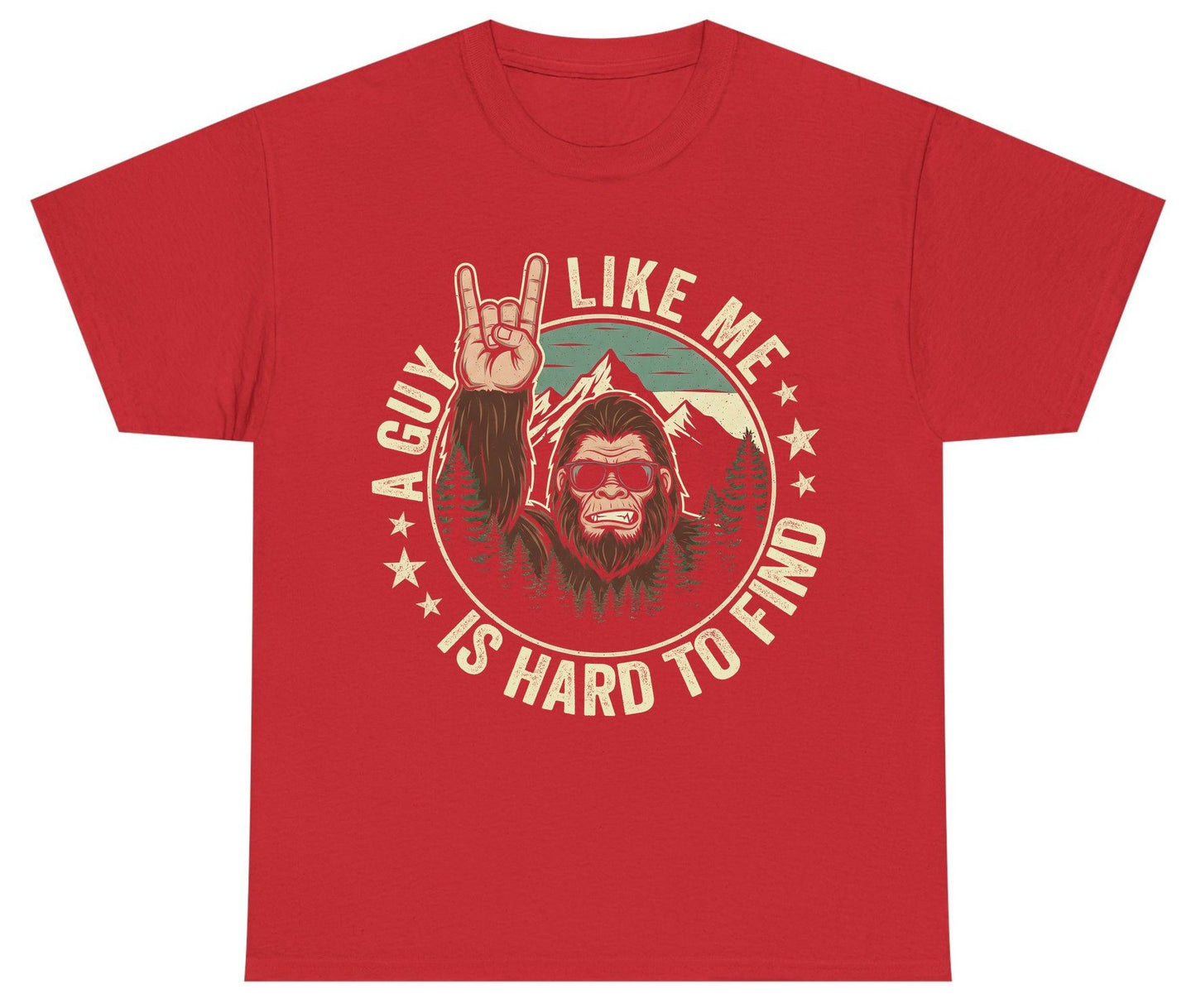 A Guy Like Me Is Hard to Find bigfoot Youth T-Shirt Red product mockup