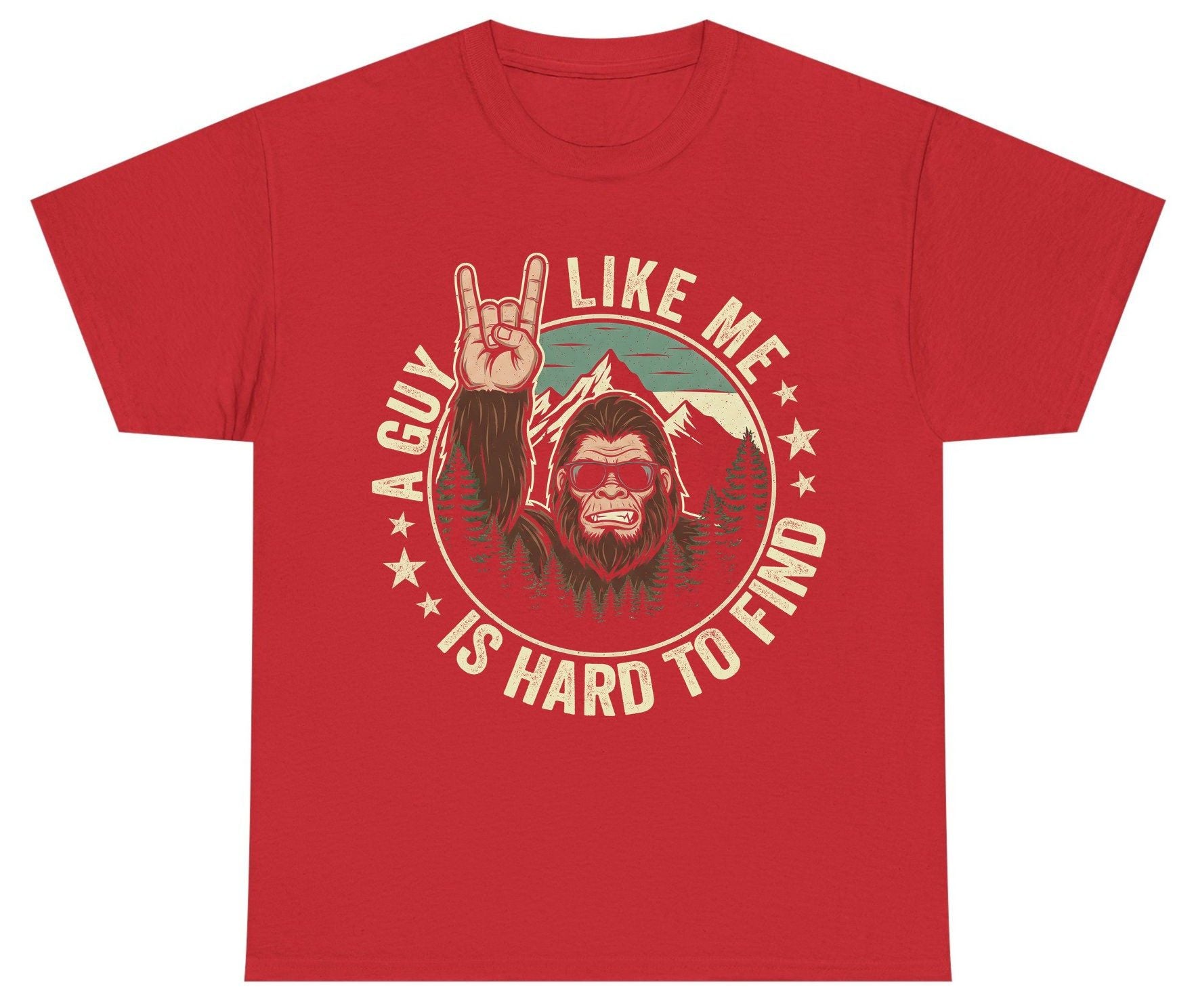 A Guy Like Me Is Hard to Find bigfoot Youth T-Shirt Red product mockup