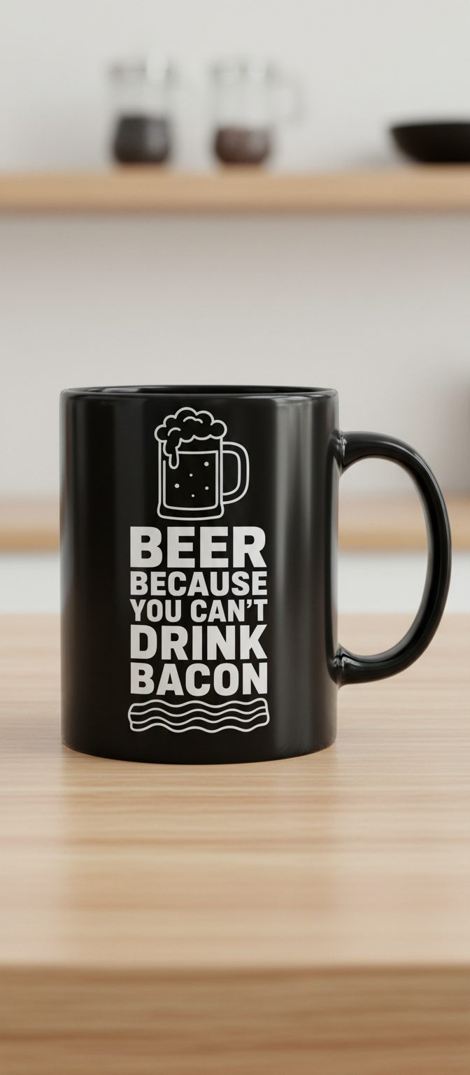 You Can't Drink Bacon Beer Funny Lovers Black - product mockup - Black